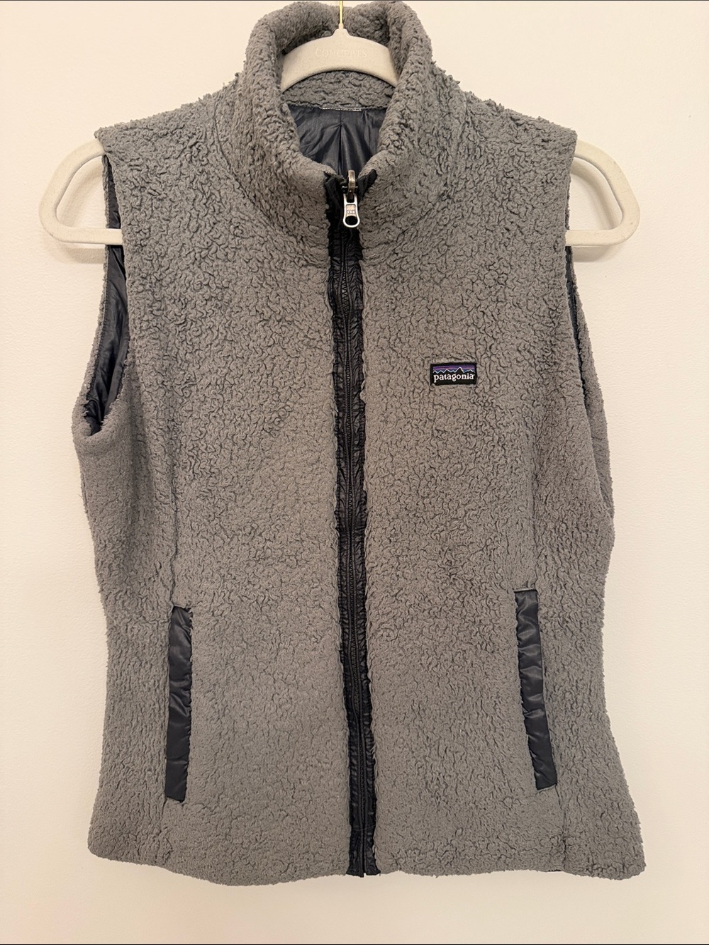 Patagonia reversible  Gray Sherpa Fleece Vest - Women's